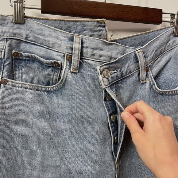 Agolde Light Blue Straight Leg Jeans - Picture 5 of 16